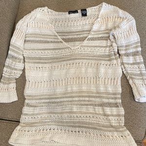 White and Silver Knit Sweater